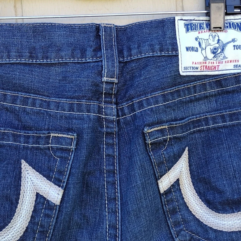 True Religion Section Straight Seat World Tour Jeans Blue Men's 31 - Picture 6 of 13